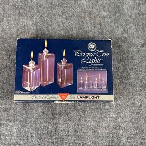 Vintage Prisma Trio Lights Oil Candle Set by Lamplight Farms Clear Glass 80s 90s